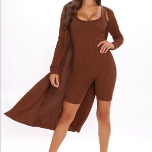 Never worn Dust Your Shoulders Off Romper Set - Brown